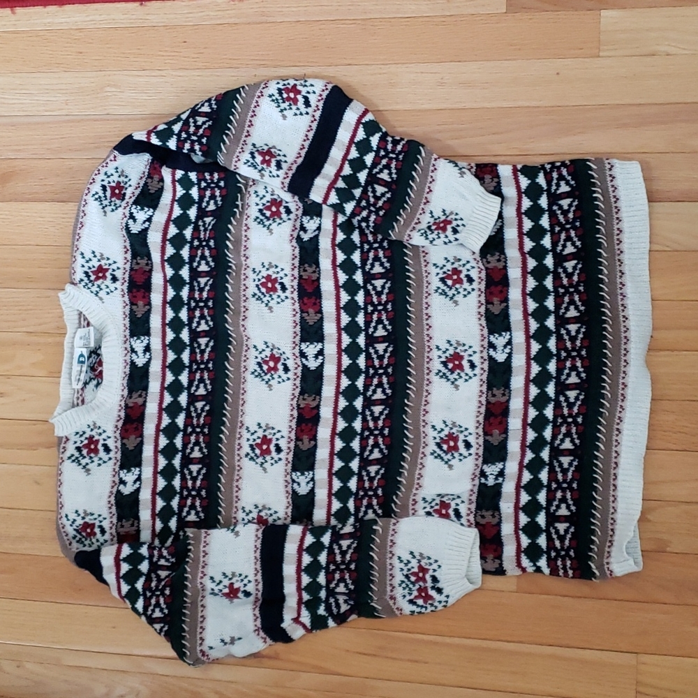 Womens Sweater M 90s Vtg Y2K Cottagecore Fair Isle Cabincore Country Oversize
